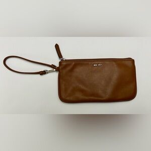 Nine West Brown Leather Wristlet Clutch
